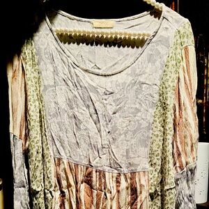 ODDY Women's Long Sleeve Top - Green, Gray, Brown